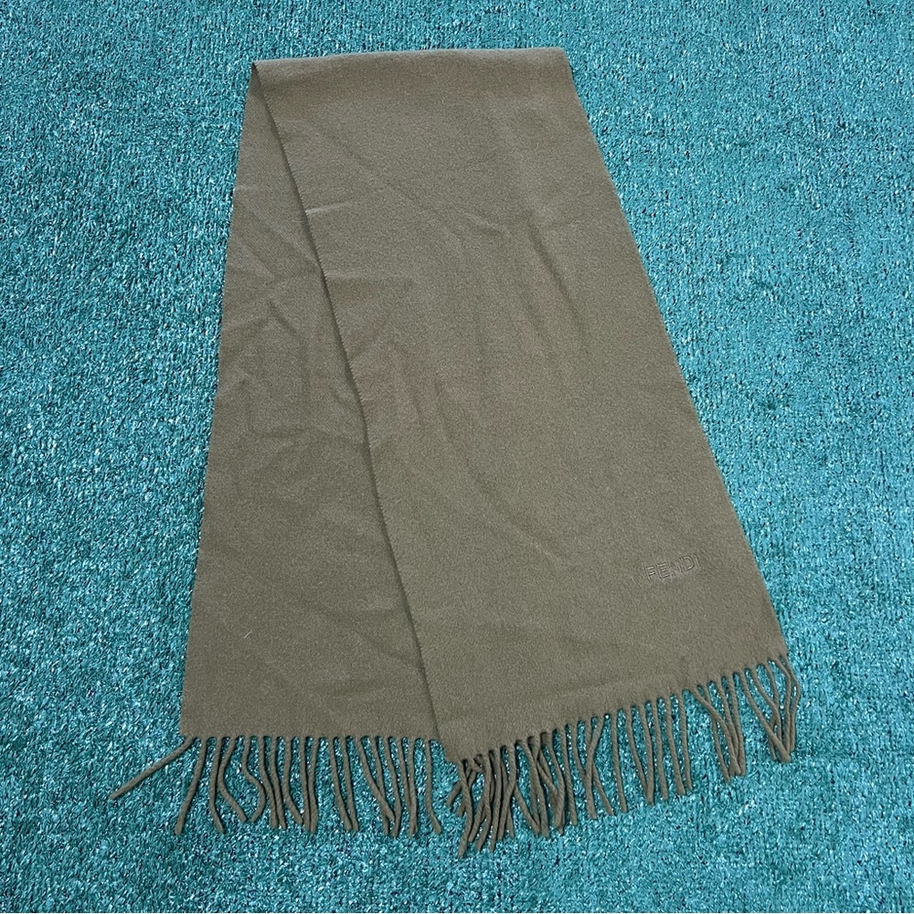 Fendi Olive Green Wool Scarf